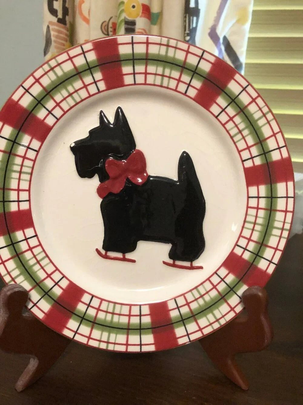 4 Scottish Terrier Holiday Salad plates by Kate Williams